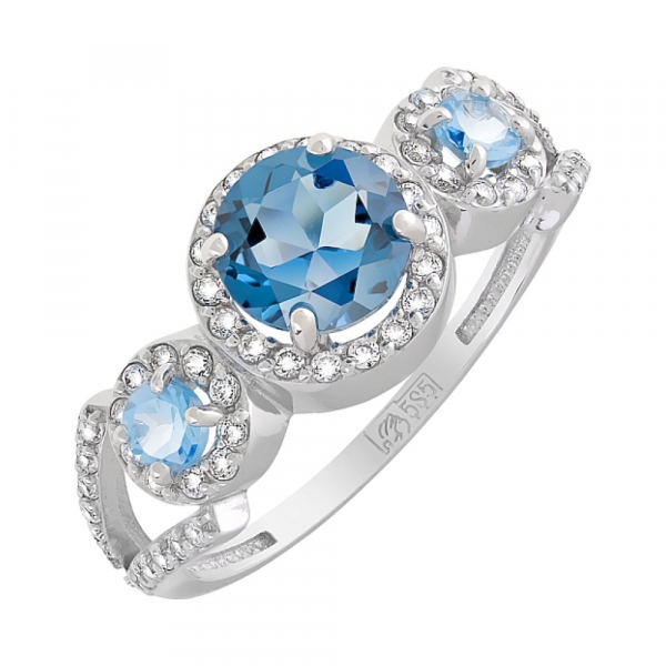 Золотое кольцо с топазом и фианитом № 121740