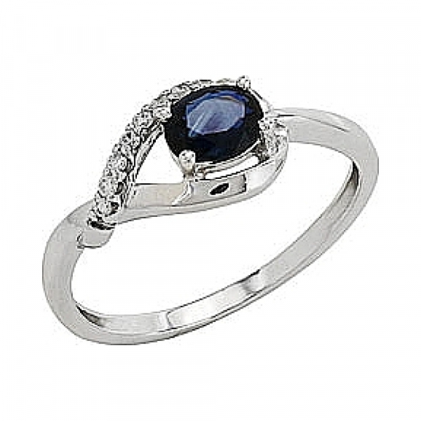 Кольцо с бриллиантом и сапфиром № 81966