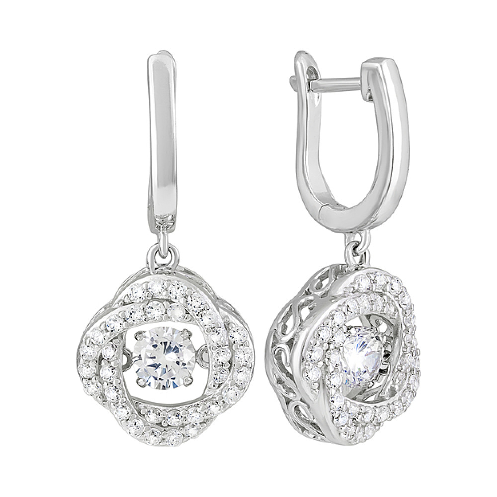 Серебряные серьги с фианитами № 127741