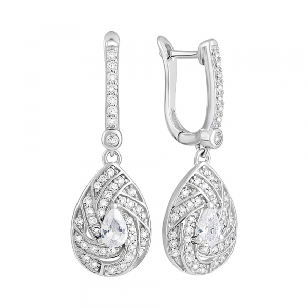 Серебряные серьги с фианитами № 127703