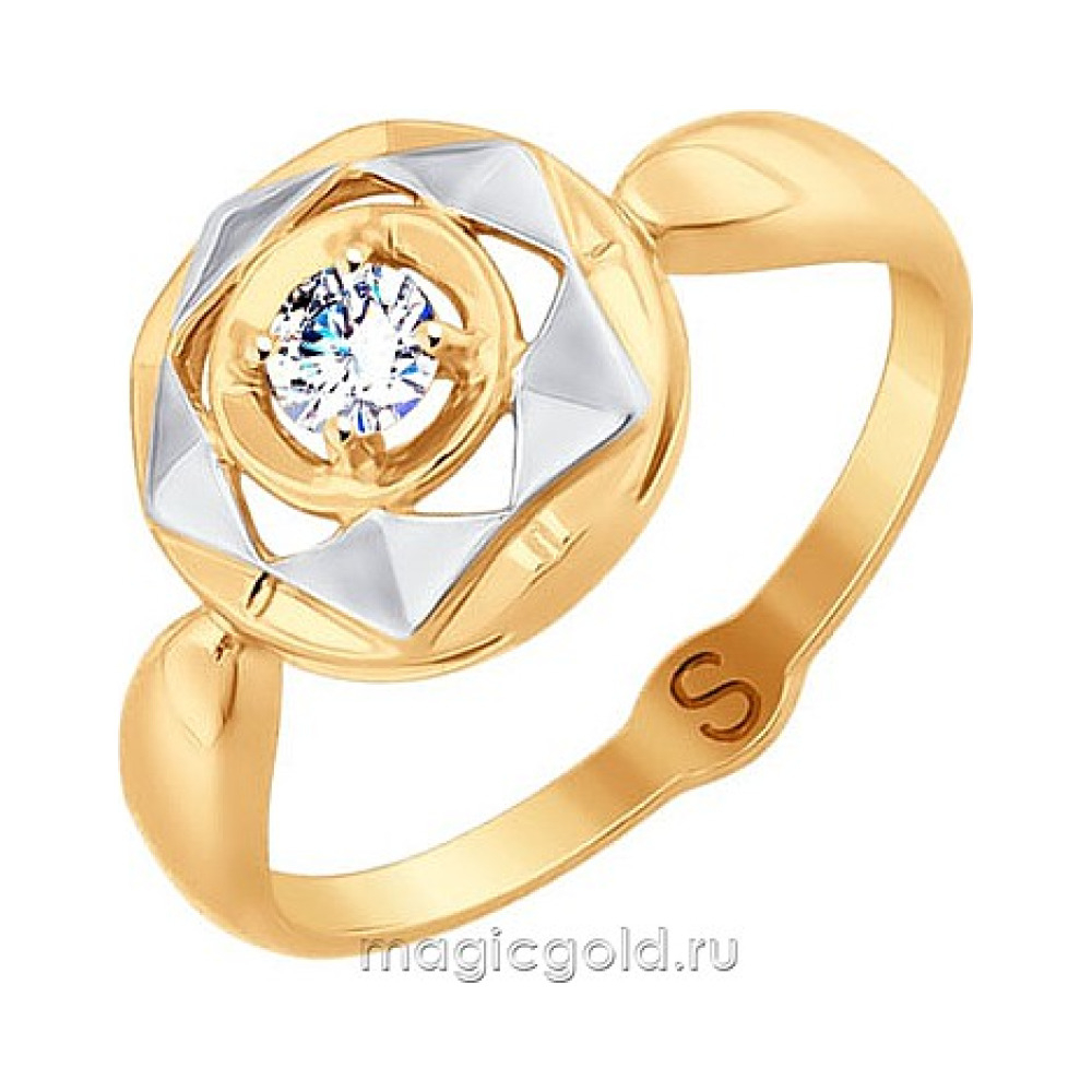 Золотое кольцо с фианитом № 163958
