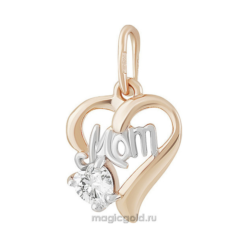 Золотая подвеска с фианитом № 155701