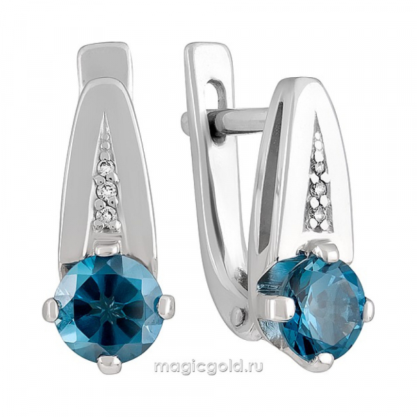 Золотые серьги с топазом и фианитом № 138554