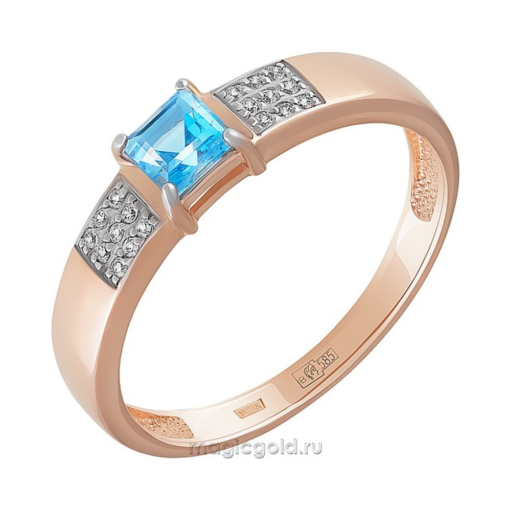 Золотое кольцо с топазом и фианитом № 164111