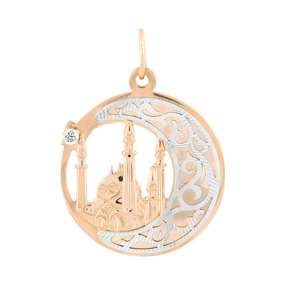 Золотая подвеска с алмазкой и фианитом № 107984