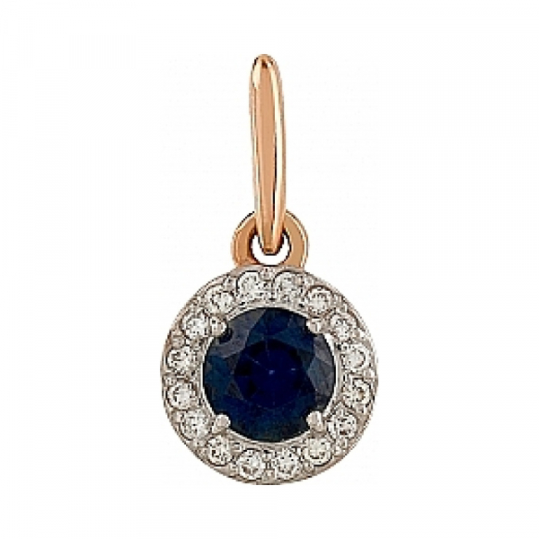 Золотая подвеска с бриллиантом и сапфиром № 102788