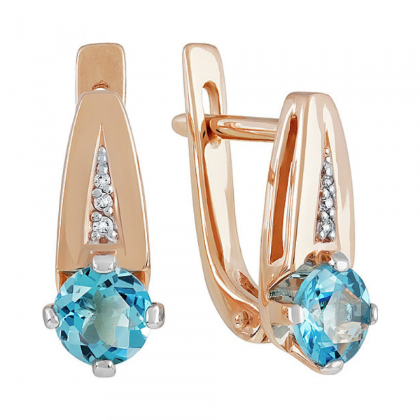 Золотые серьги с топазом и фианитом № 137863