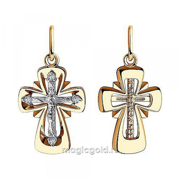 Крест литой с накладкой б/з и фианитом № 174031