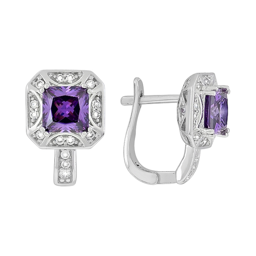 Серебряные серьги с фианитами № 119097