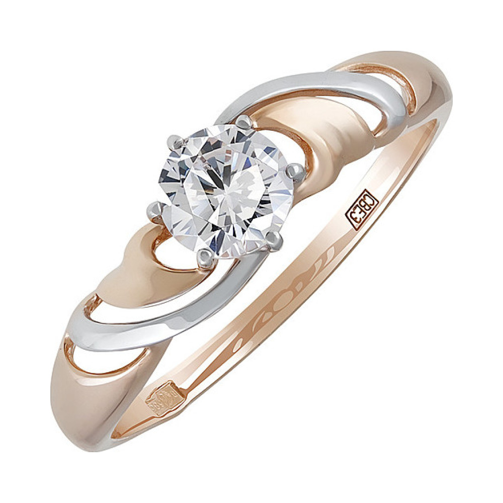 Золотое кольцо с фианитом № 136014