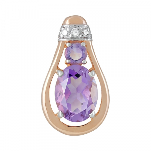 Золотая подвеска с аметистом и фианитом № 120775