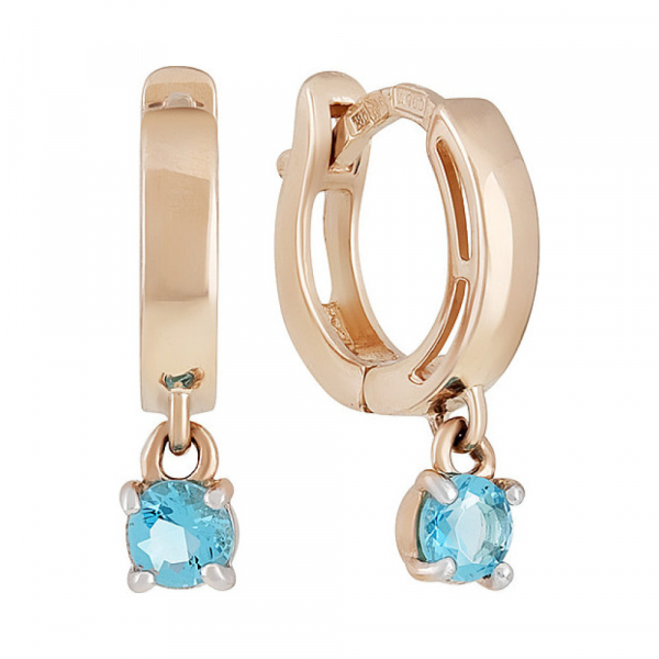 Золотые серьги с фианитом № 133461