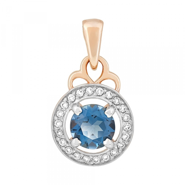 Золотая подвеска с топазом и фианитом № 117609