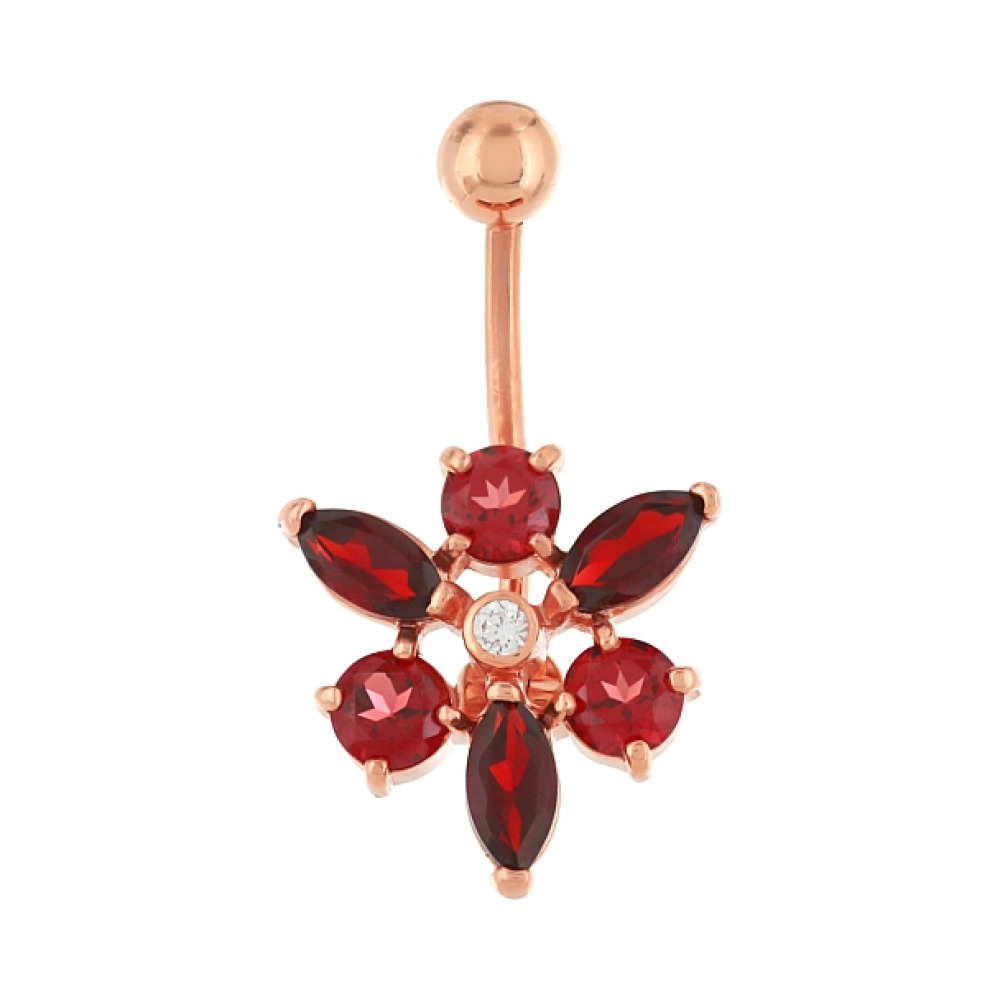 Пирсинг с гранатом и фианитом № 28560