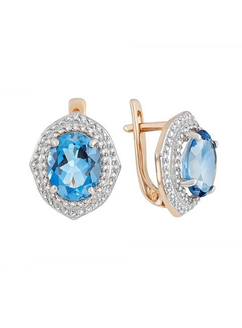 Золотые серьги с топазом и фианитом № 131856