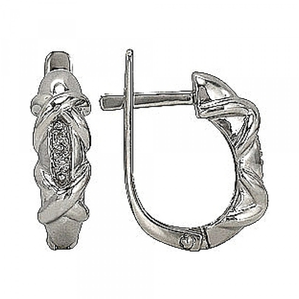 Золотые серьги с бриллиантом № 74531