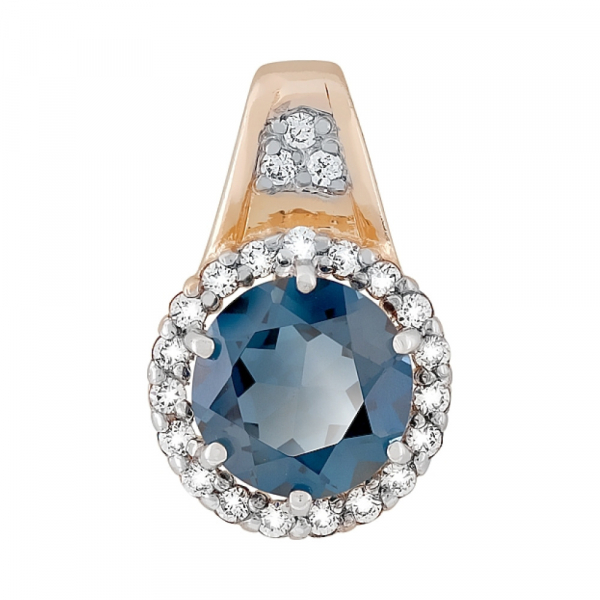 Золотая подвеска с топазом и фианитом № 117728