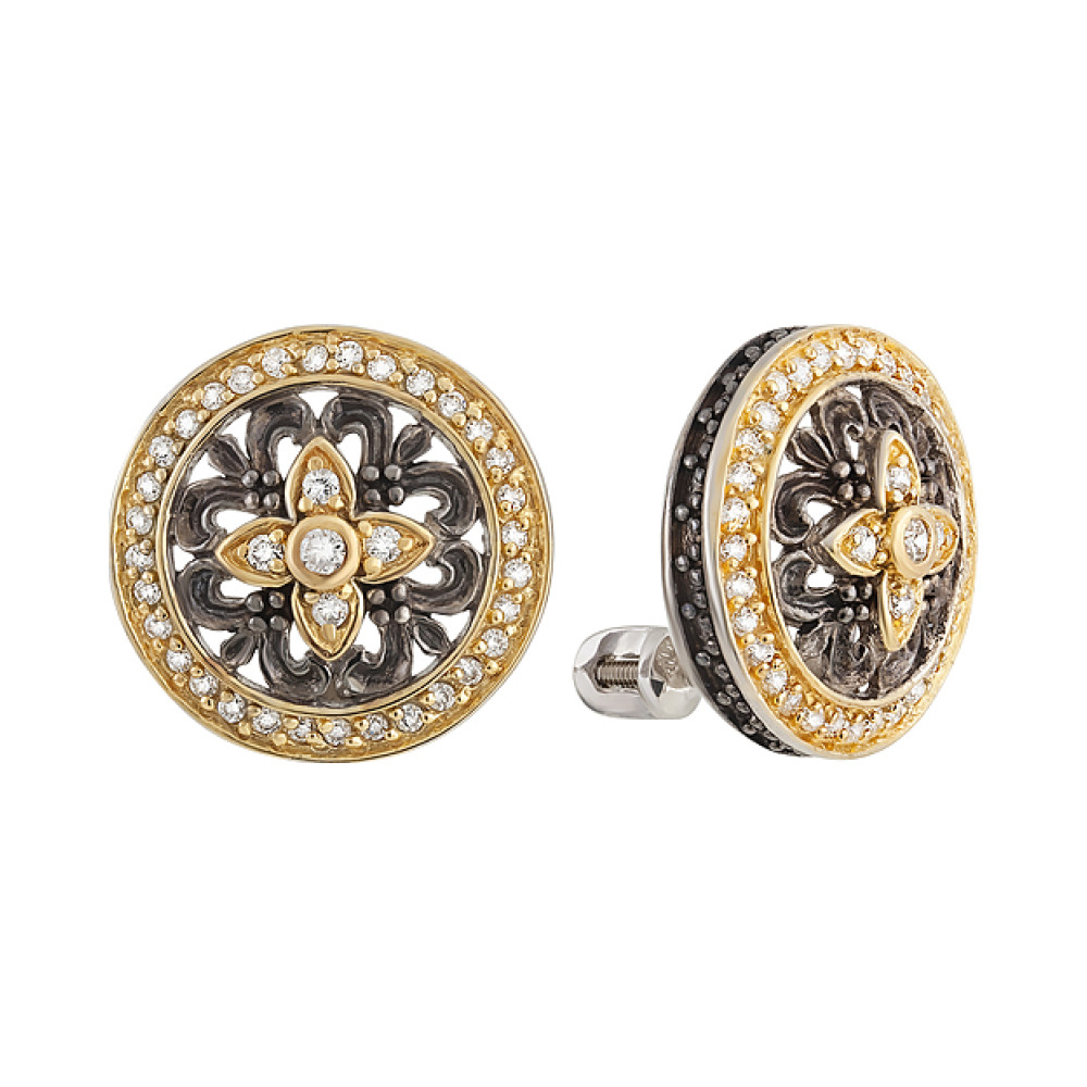 Пуссеты с фианитом № 132197