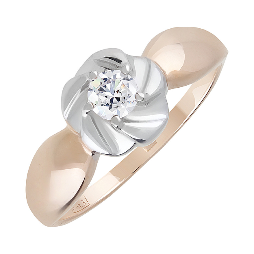 Золотое кольцо с фианитом № 128362