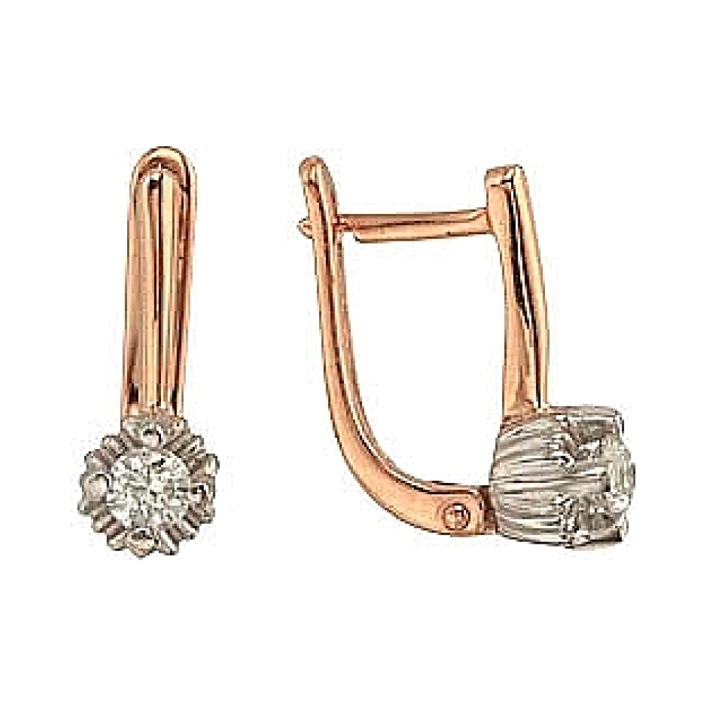 Золотые серьги с бриллиантом № 40562