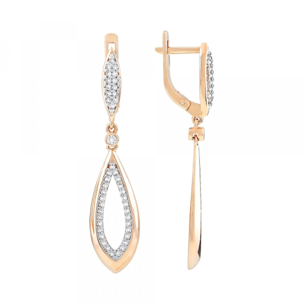 Золотые серьги с фианитами № 112304