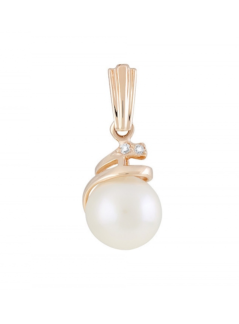 Золотая подвеска с жемчугом и фианитами № 129362