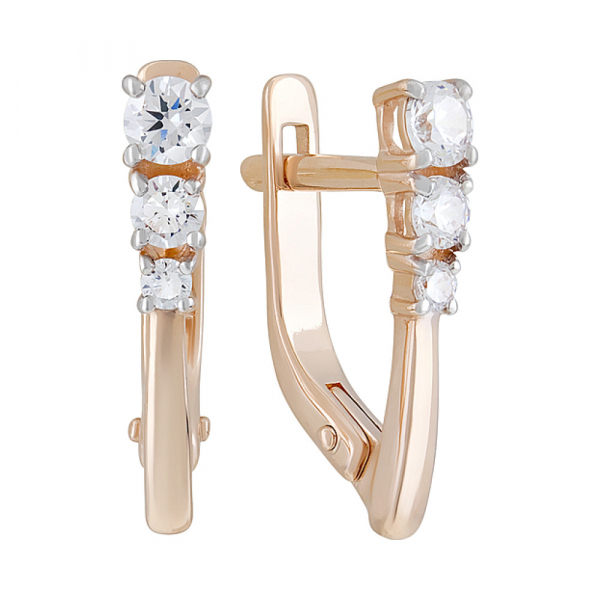 Золотые серьги с фианитами № 127815