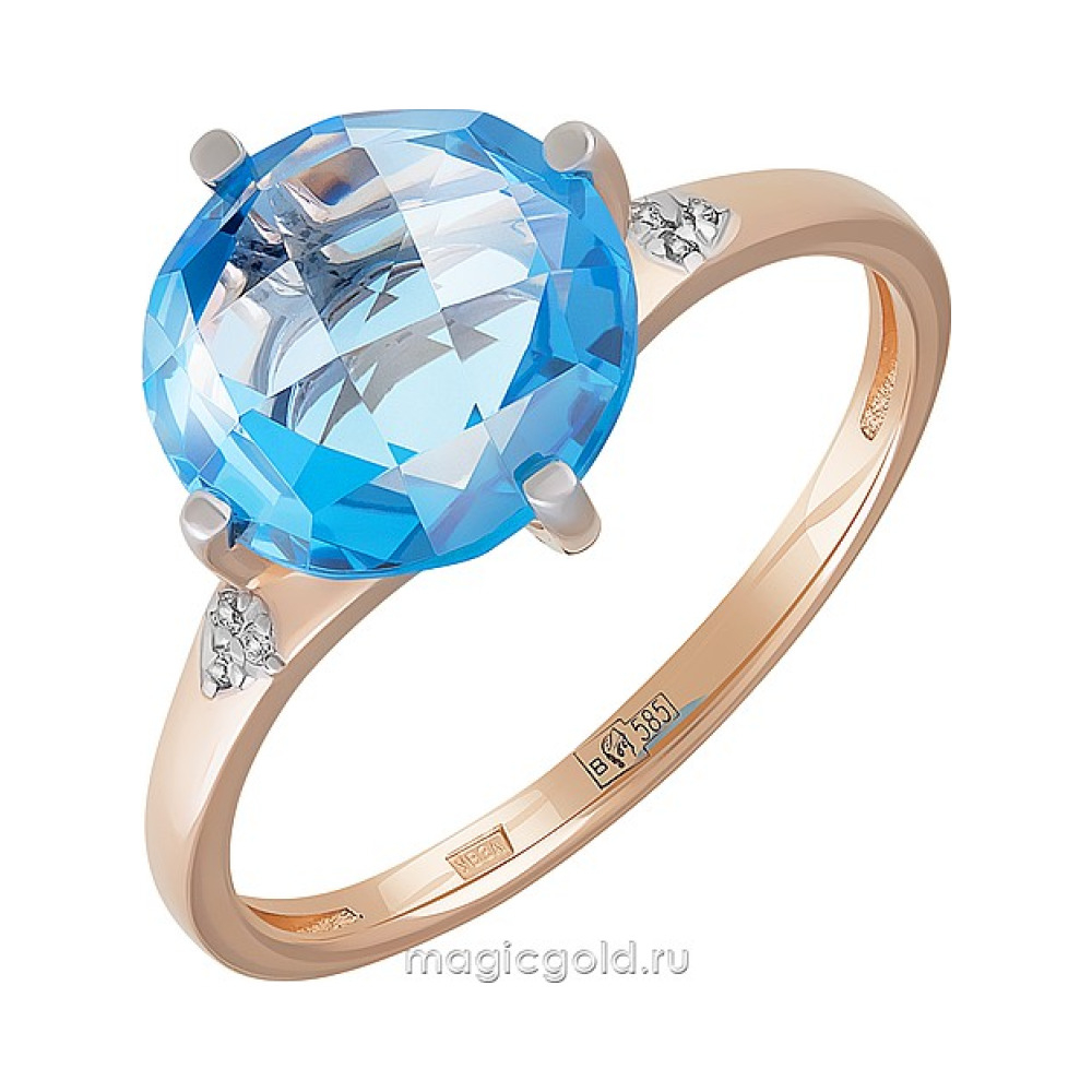 Золотое кольцо с топазом и фианитом № 164106