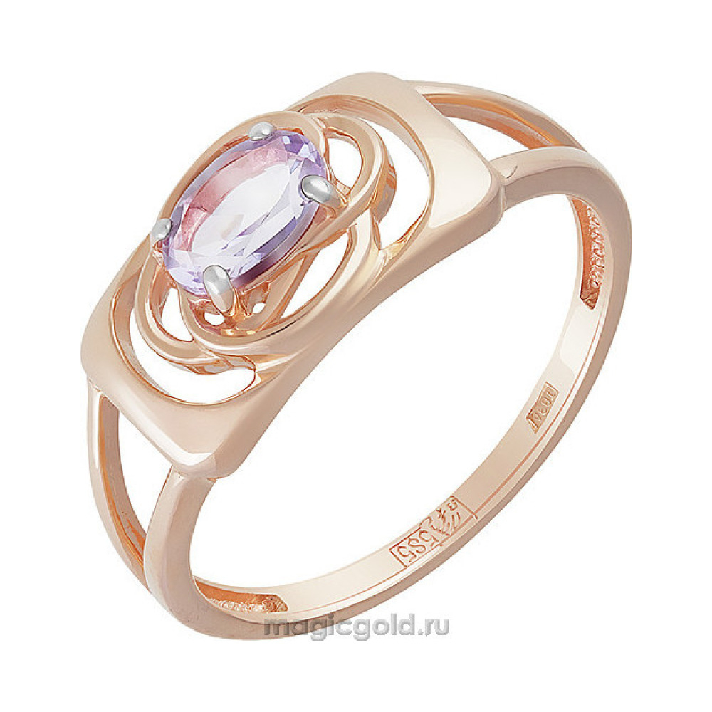 Золотое кольцо с аметистом № 159603
