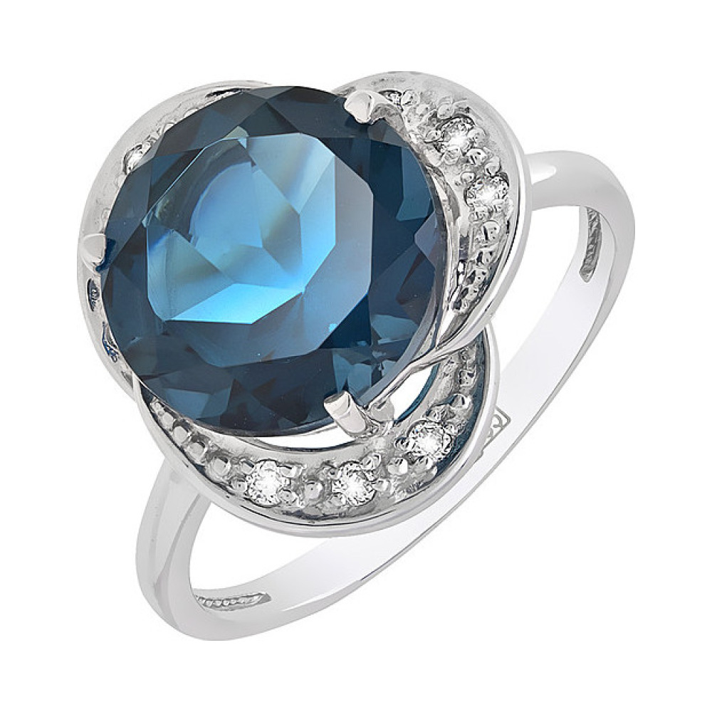 Золотое кольцо с топазом и фианитом № 112911