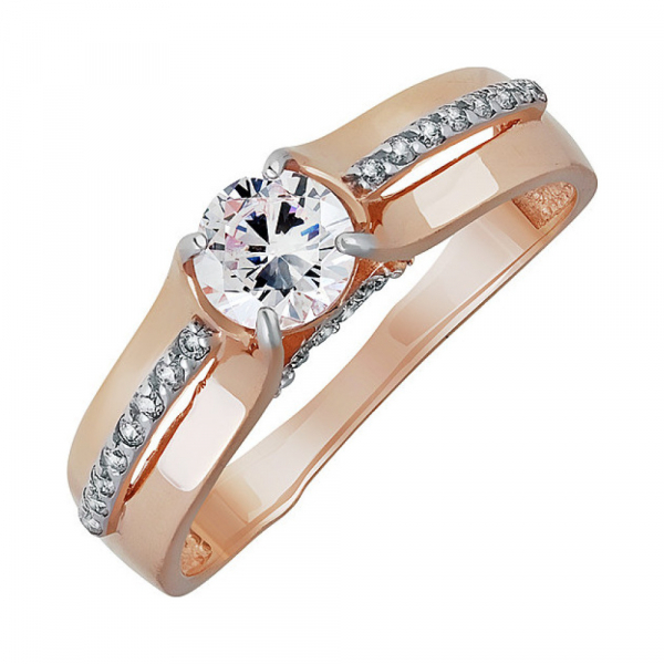 Золотое кольцо с фианитом № 138299