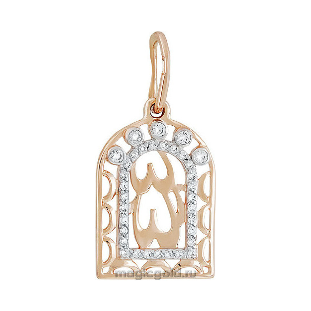 Золотая подвеска с фианитом № 142000