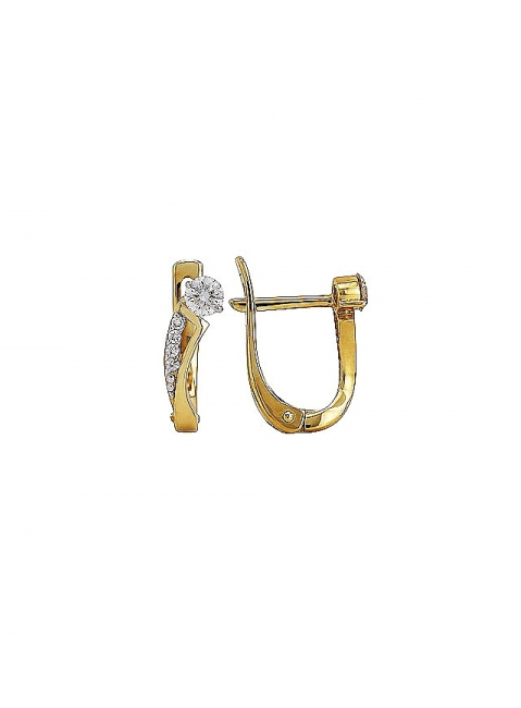 Золотые серьги с бриллиантом № 84030