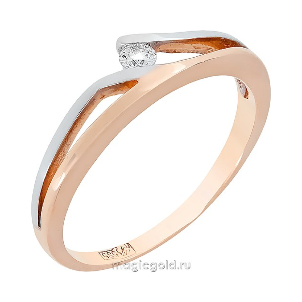 Золотое кольцо с бриллиантом № 109521
