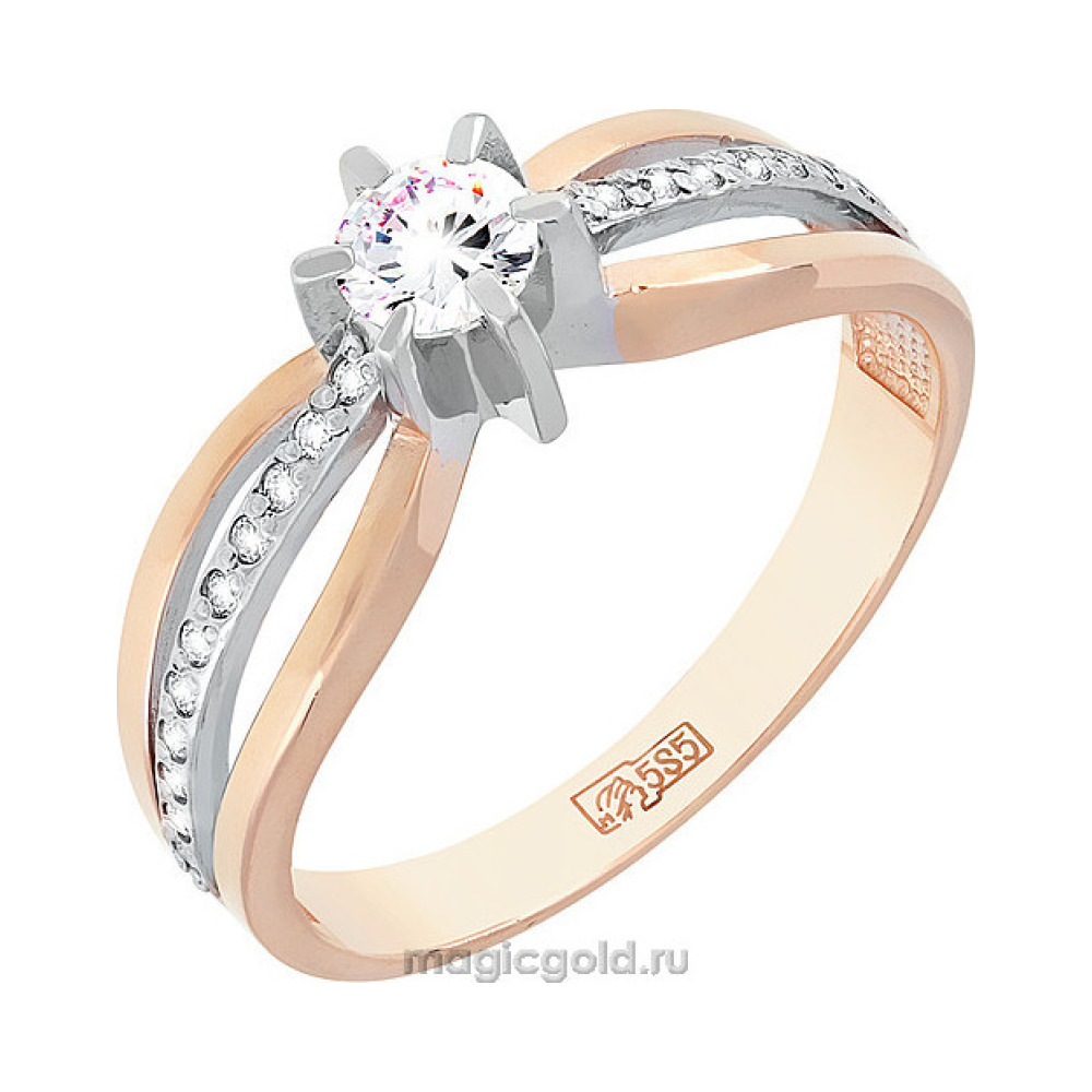 Золотое кольцо с бриллиантом № 124768