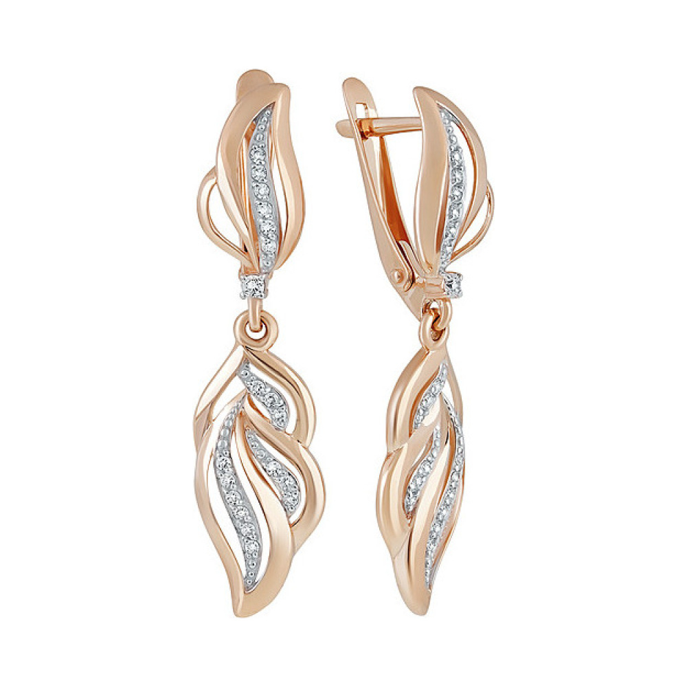 Золотые серьги с фианитом № 138089