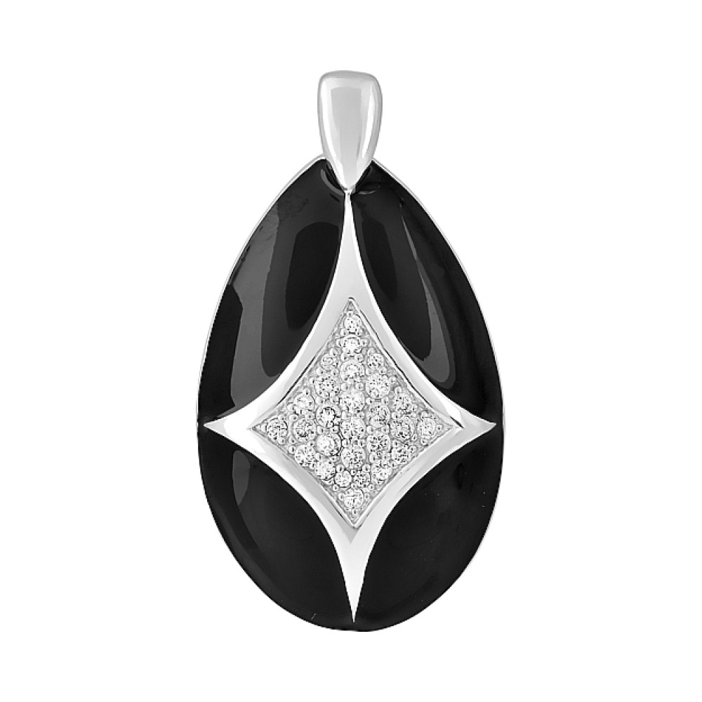 Серебряная подвеска с фианитом и эмалью № 115250
