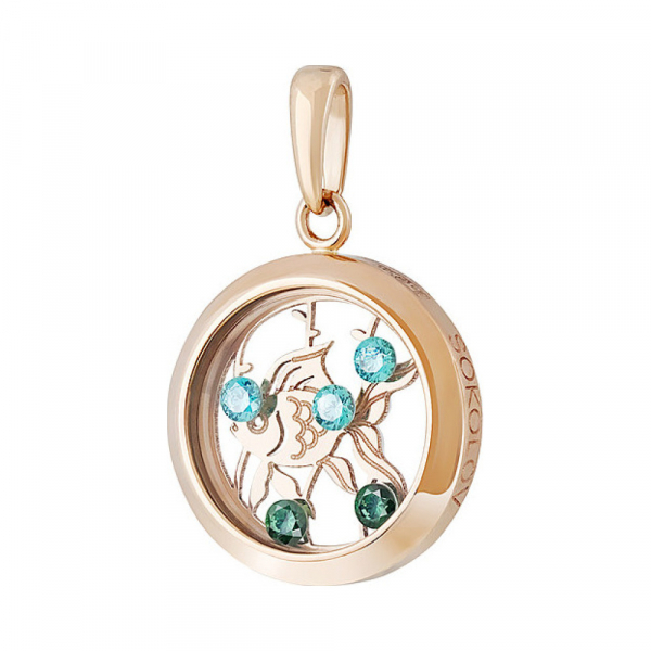 Золотая подвеска с плавающими фианитами № 136002