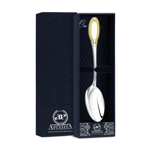 Ложка чайная \&quot;Император\&quot; с позолотой (Серебро 925)