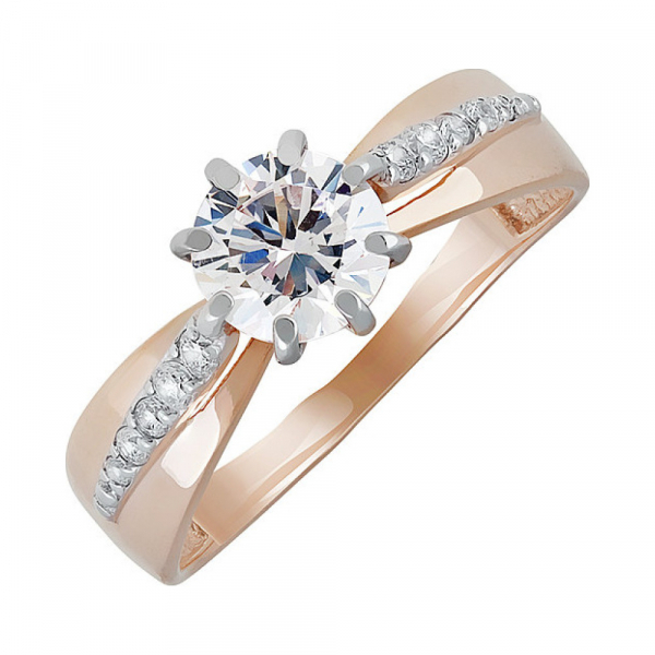 Золотое кольцо с фианитом № 138026