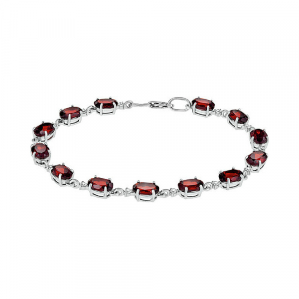 Серебряный браслет с гранатом и фианитом № 134129