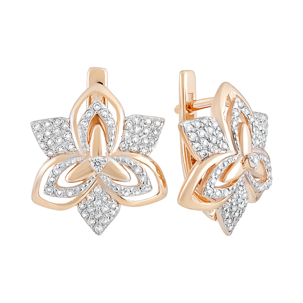 Золотые серьги с фианитом № 129800