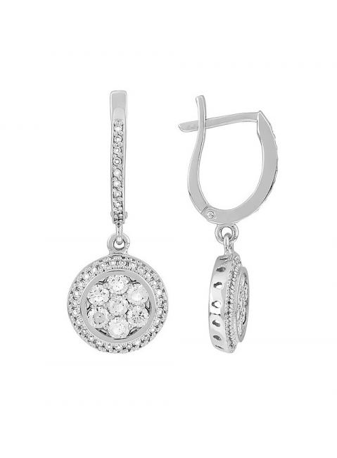 Золотые серьги с бриллиантом № 112927