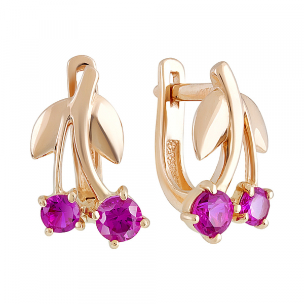 Золотые серьги с фианитами № 126454