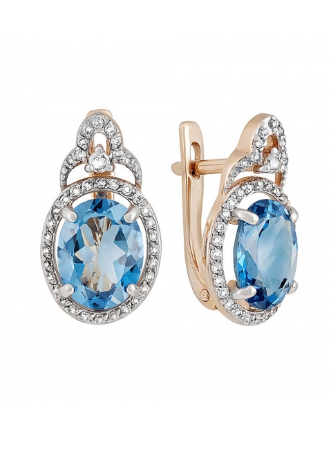 Золотые серьги с топазом и фианитом № 131852