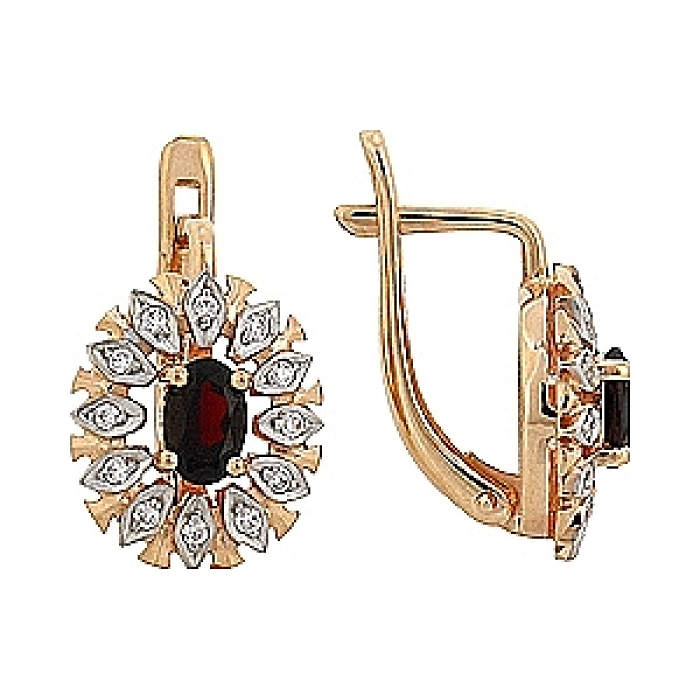 Золотые серьги с сапфиром и фианитом № 82462