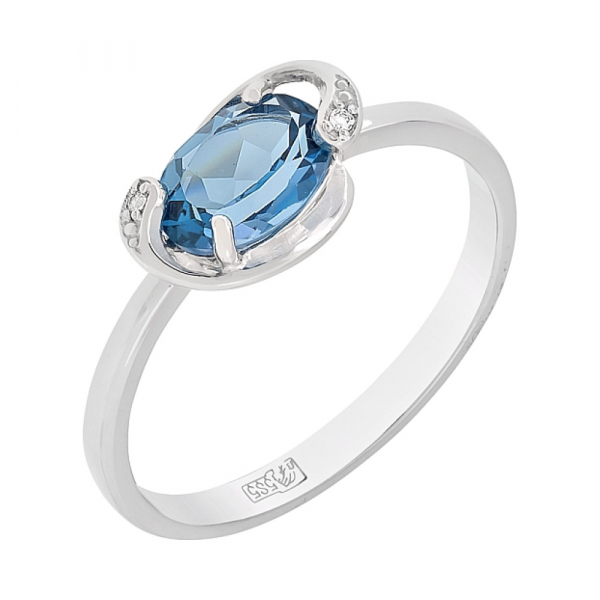 Золотое кольцо с топазом и фианитом № 113938