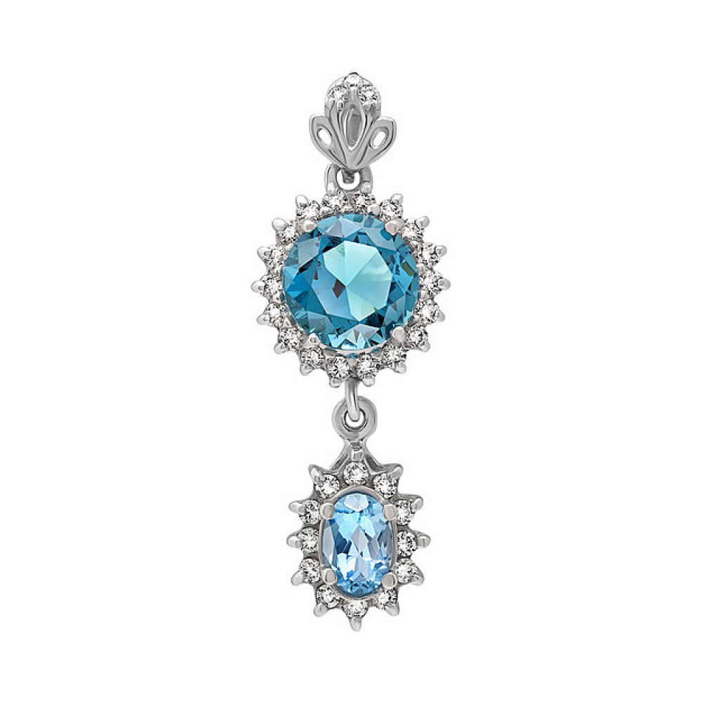 Серебряная подвеска с топазом, алпанитом и фианитом № 134591