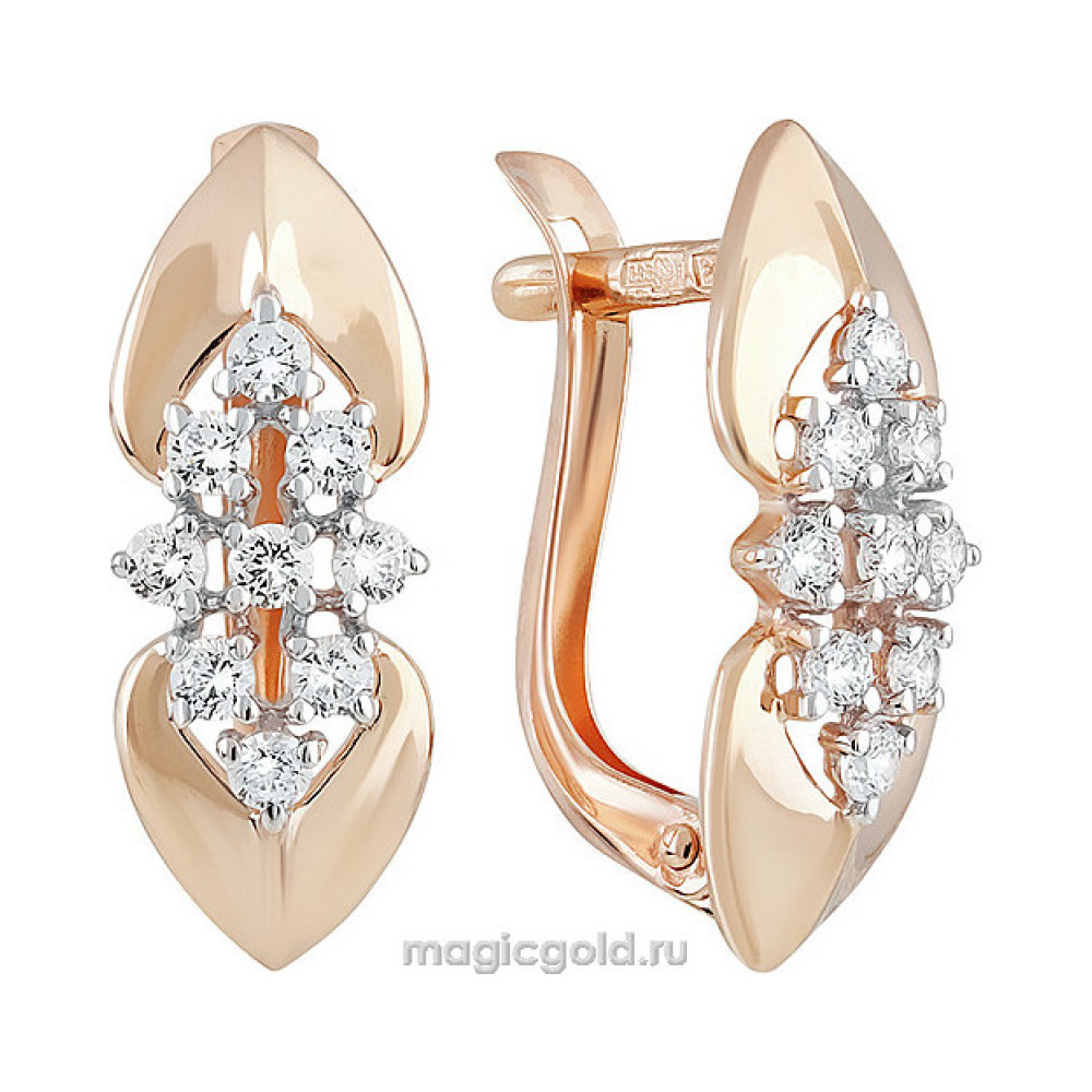 Золотые серьги с фианитом № 139978