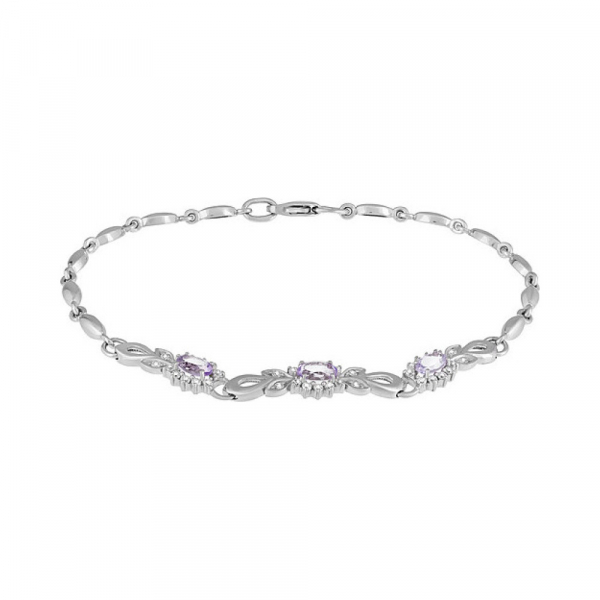 Серебряный браслет с аметистом и фианитом № 134099
